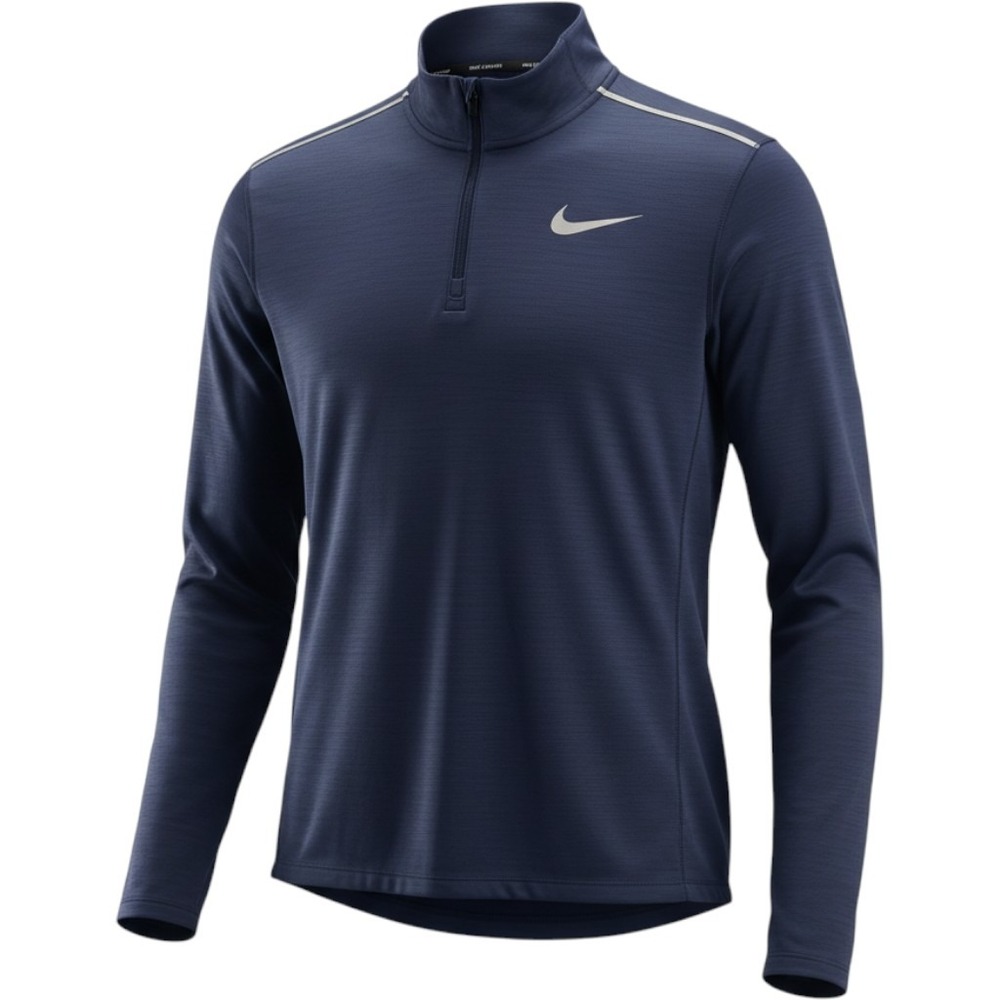 Nike Mens Dri-FIT Running 1/4 Zip Pullover Navy Blue XL Reflective Thumbholes